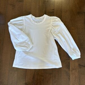 ALC - white puff sleeve 3/4 length crew neck shirt. Worn 1x…like new.